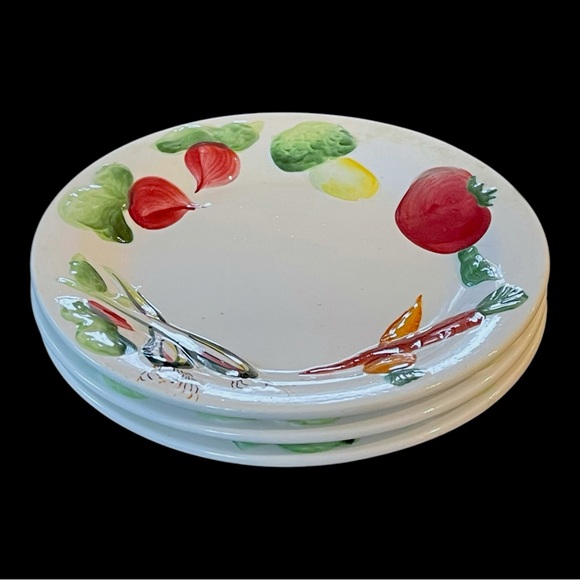 Set Of 3 Vintage Nasco Del Coronado Vegetable Motif  Salad Plates - Picture 11 of 16